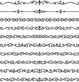 black line borders on a white background. Perfect divider for luxury design projects, invitations, and certificates. Enhance aesthetics with these intricate border, ornamental detail vector