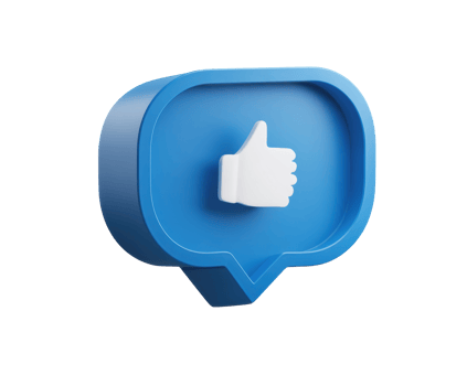 Blue thumbs up symbol indicating approval and engagement png