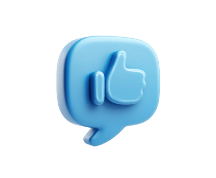 Blue speech bubble with thumbs up icon for digital communication png