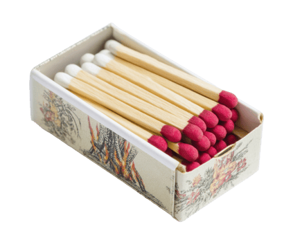 Vintage matchbox with red tipped matches for home use and decoration png