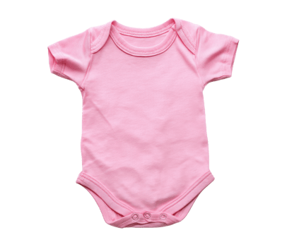 Soft pink baby onesie for comfortable infant wear and clothing png