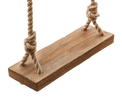 Wooden swing for outdoor play and relaxation in natural settings png