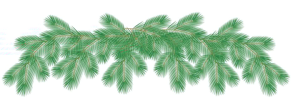Hand Drawn Pine Twigs Creativity top garland without decorations Winter Holidays decor Template idea. Isolated Illustration Winter Holidays Greeting Decorations Cards or promo banners, leaflets vector