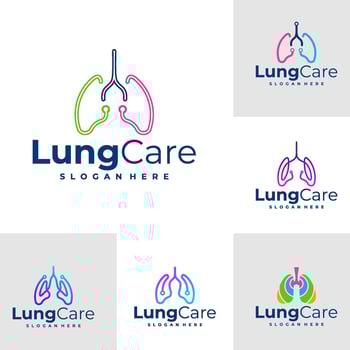 Set of Tech Lung logo design concept . Lung Care Logo Design Template. Creative Symbol. Icon vector