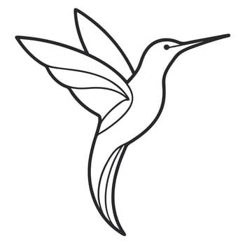 Hummingbird outline illustration in flight simple design vector