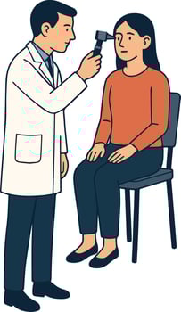 Doctor Performing Ear Examination vector