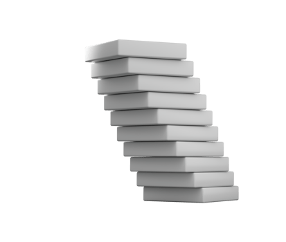 Rectangular blocks, slightly offset to create a leaning tower effect. 3D Illustration png