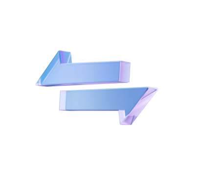 3D Exchange arrows icon in soft blue and purple png