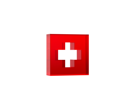 Red first aid icon with a white cross, symbolizing medical help and healthcare. 3d illustration png