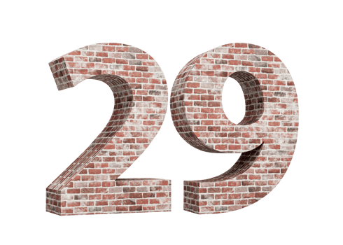 Number Twenty Nine 29 Digit Made Of Old Grunge Texture Wall Of Bricks 3D Illustration png