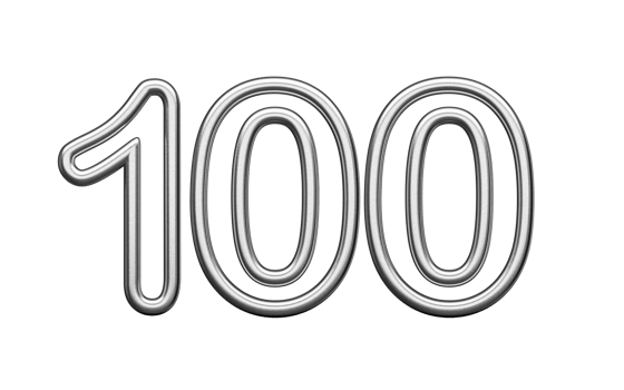 Number Hundred 100 Made Of Silver Metallic White Background 3D Illustration png