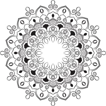 Modern Mandala Design in Black Lines vector