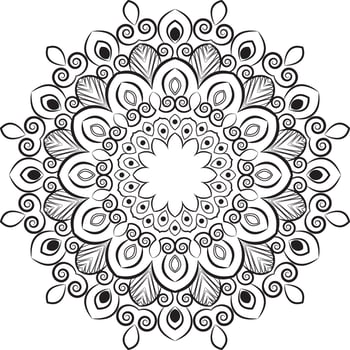 Decorative Round Mandala in Black and White vector