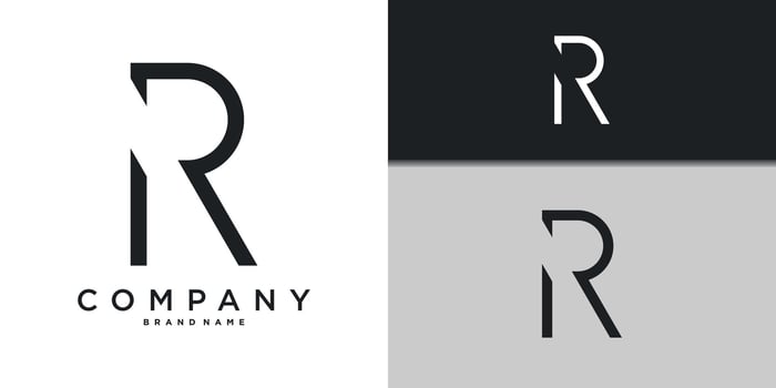 Letter R minimal logo icon design template. Premium vector
