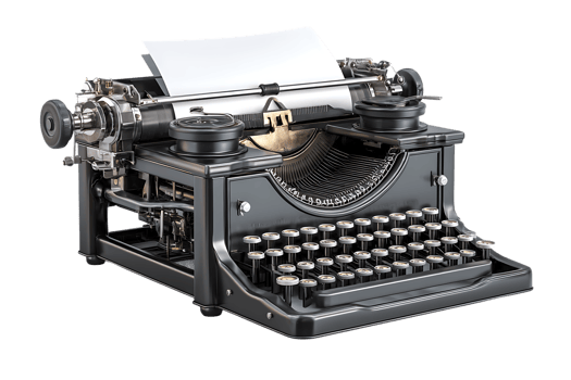 Isolated Image of an Old Antique Typewriter on a Transparent Background png