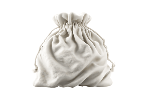 Isolated White Empty Cloth Bag on Transparent Background with Drawstring Style png