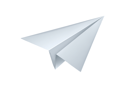 Simple White Paper Airplane Flying With Blue Shadow Isolated on Transparent Background png