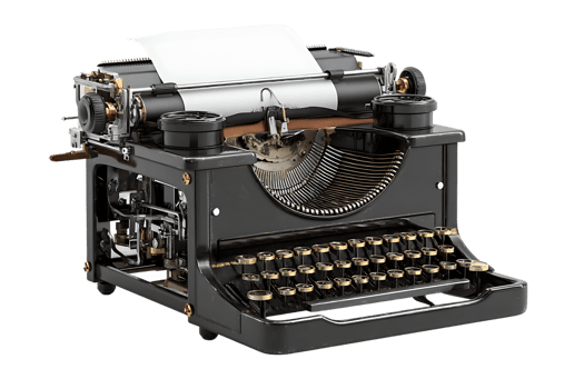 Antique Black Typewriter on Transparent Background Perfect for Graphic Design Element Use png