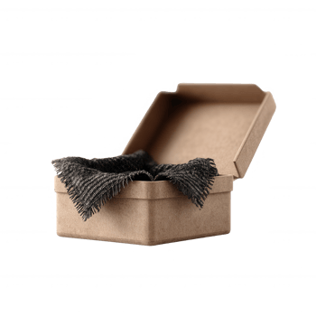A stylish open gift box with a textured cloth insert, elegantly displayed on a white isolated background, perfect for showcasing presents or branding concepts. png