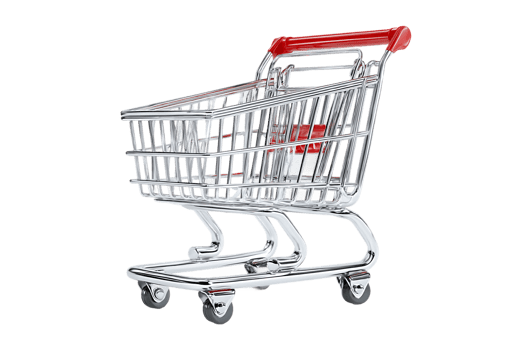 Shopping Trolley on Black Transparent Background Isolated for Design Needs Projects png