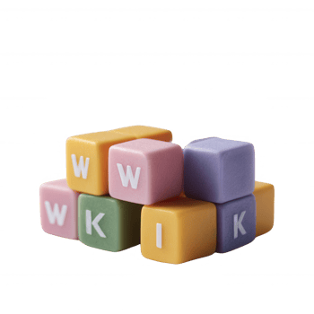 Colorful plastic building blocks displaying letters 'W', 'K', and 'I'. Playful arrangement, perfect for educational purposes, children's toys, and creative projects. png