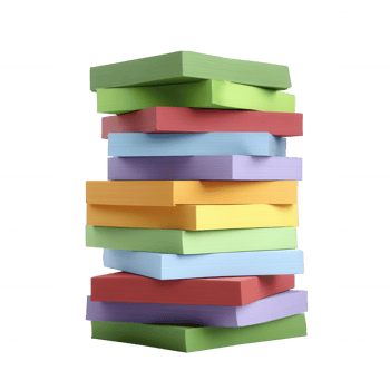 Colorful stack of sticky notes in various shades ready for use. Ideal for organizing thoughts, projects, or brainstorming sessions. png