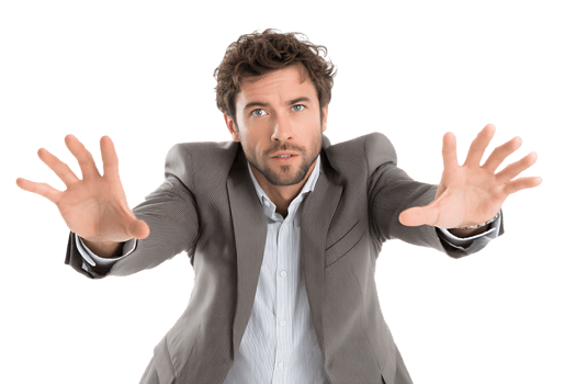Man Stop Gesture With His Hands Isolated On Transparent Background With Format png