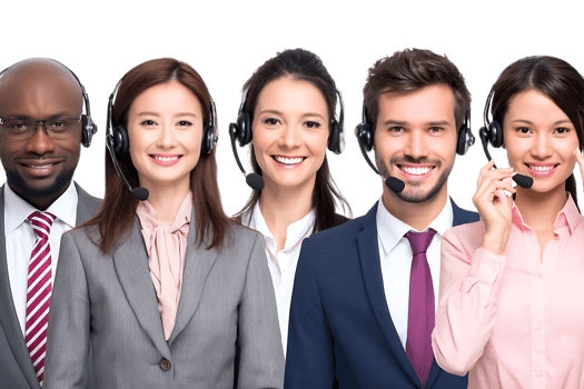 Group of Friendly Customer Service Representatives Isolated on Transparent Background Smiling png