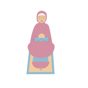 Muslim Woman Praying on Prayer Mat png