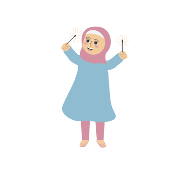 Muslim Child Having Fun with Fireworks png