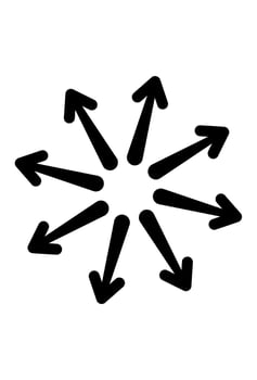 Centralized design with arrows diverging, representing distribution or outward focus. vector