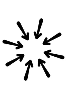 Converging arrows symbol, representing attention or concentration icon vector