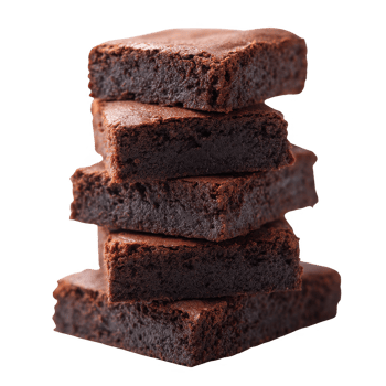 Deliciously stacked chocolate brownies on a white isolated background. png