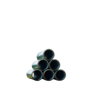 Stack of six industrial pipes arranged neatly, showcasing a robust design and functional material. Ideal for construction, plumbing, or engineering themes. png