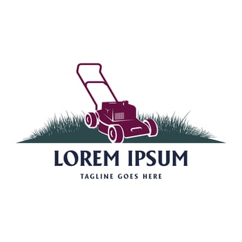 Simple Minimalist Lawn Mower or Cutter Grass for Machine Product or Home Service Logo Design vector