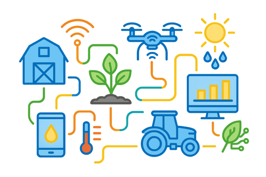 Smart Farm Technology Icons and Simple Illustrations for Agriculture png