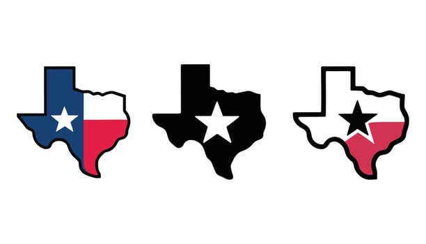 Texas State Silhouette Set Bold Lone Star Icons with Flag Colors for Stickers and Print vector