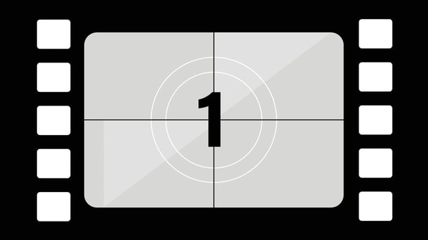 Movie Countdown Frame. Retro design. Old film movie timer count. Vintage cinema. Number count. vector