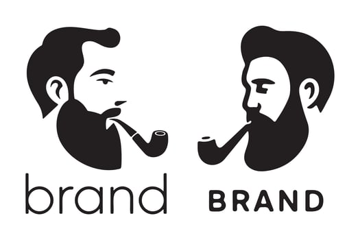 Bearded man smoking pipe silhouette design vector