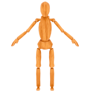 Render wooden mannequin pose with transparent background png