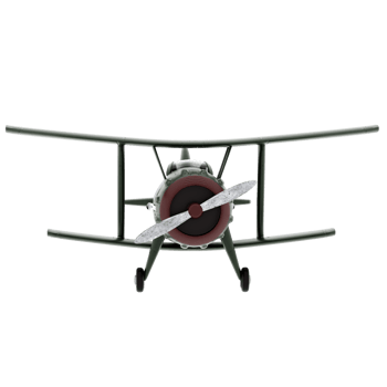 3d render military biplane toy green with transparent background png