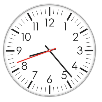 Render white wall clock minimal design with transparent background png