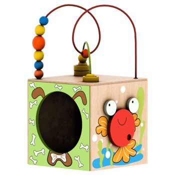Render wooden toy cube with transparent background png