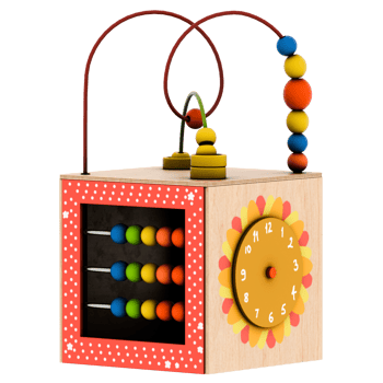 3d render wooden toy cube with transparent background png