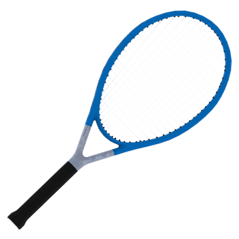 Render tennis racket blue handle with transparent background png