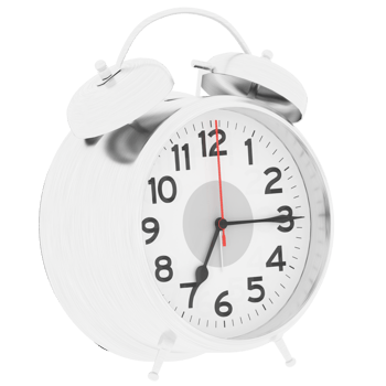 3d render vintage white alarm clock retro style with transparent background png