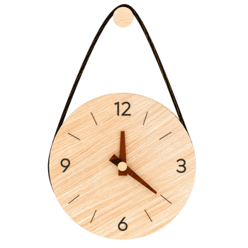 3d render wooden wall clock hanging with transparent background png