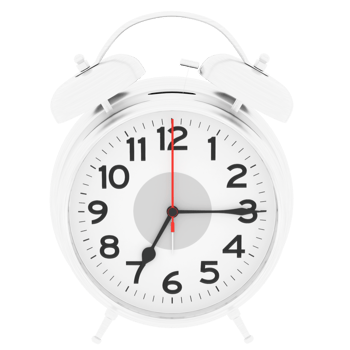 Render vintage white alarm clock retro style with transparent background png
