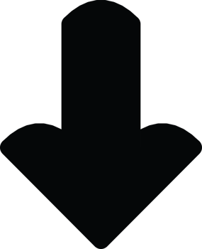 Black Downward Arrow on Transparent Background for Various Digital Uses png