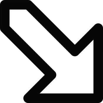 Bold Black Arrow Icon Pointing in an Angular Downward Direction png